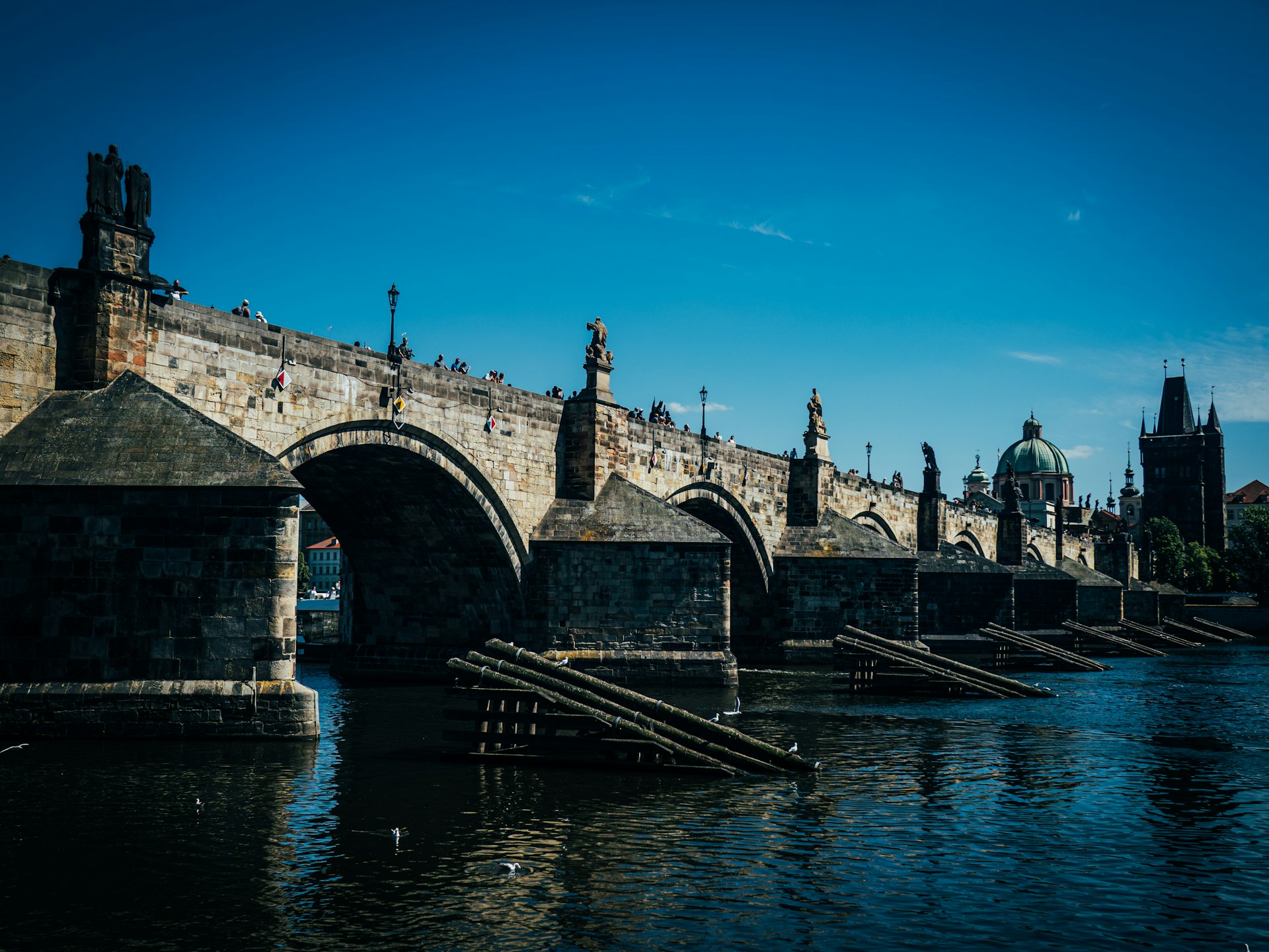 Prague Charles Bridge at dusk